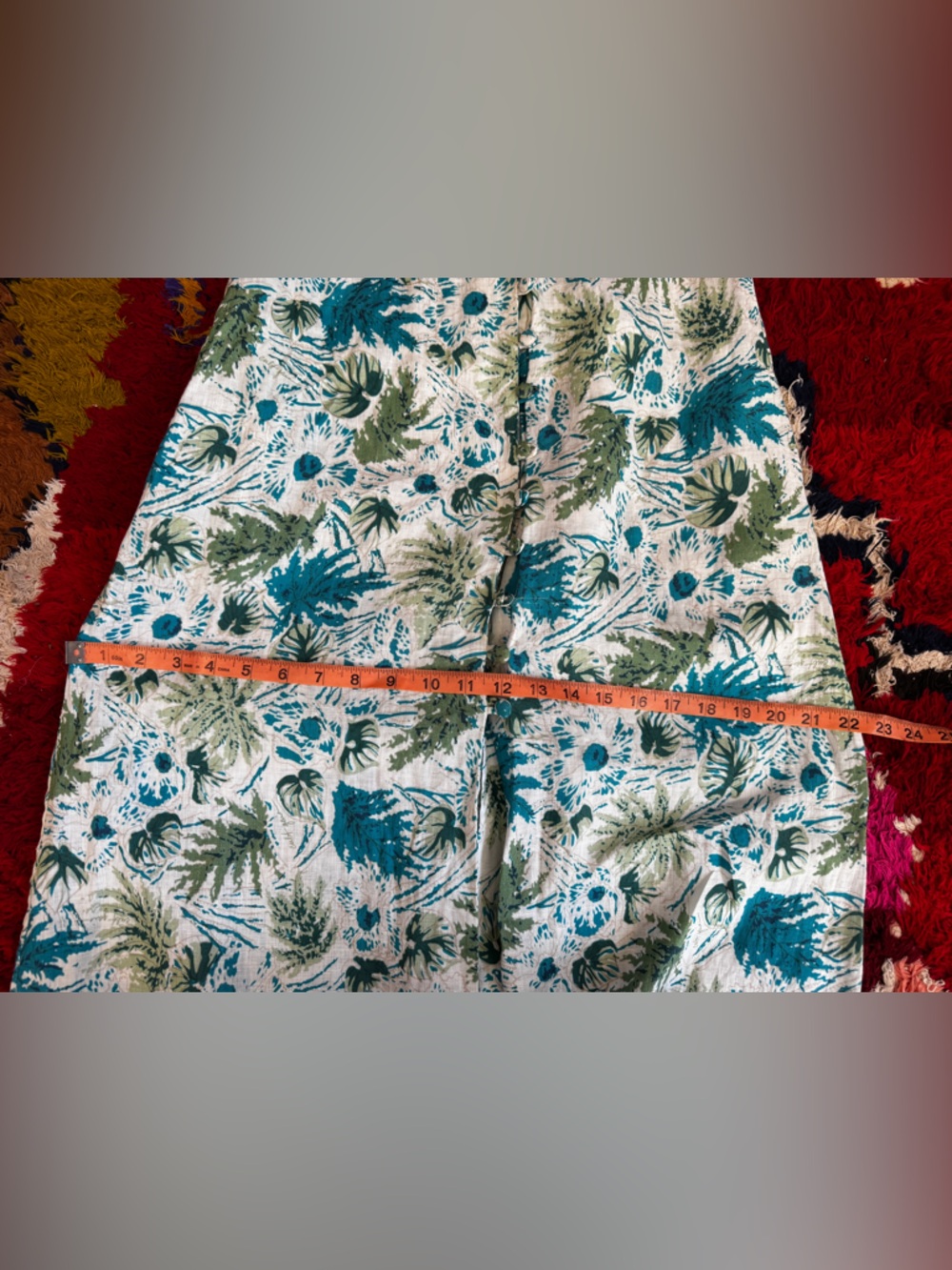 60s Vintage Tropical Print Linen Column Dress Sz S - Picture 7 of 7